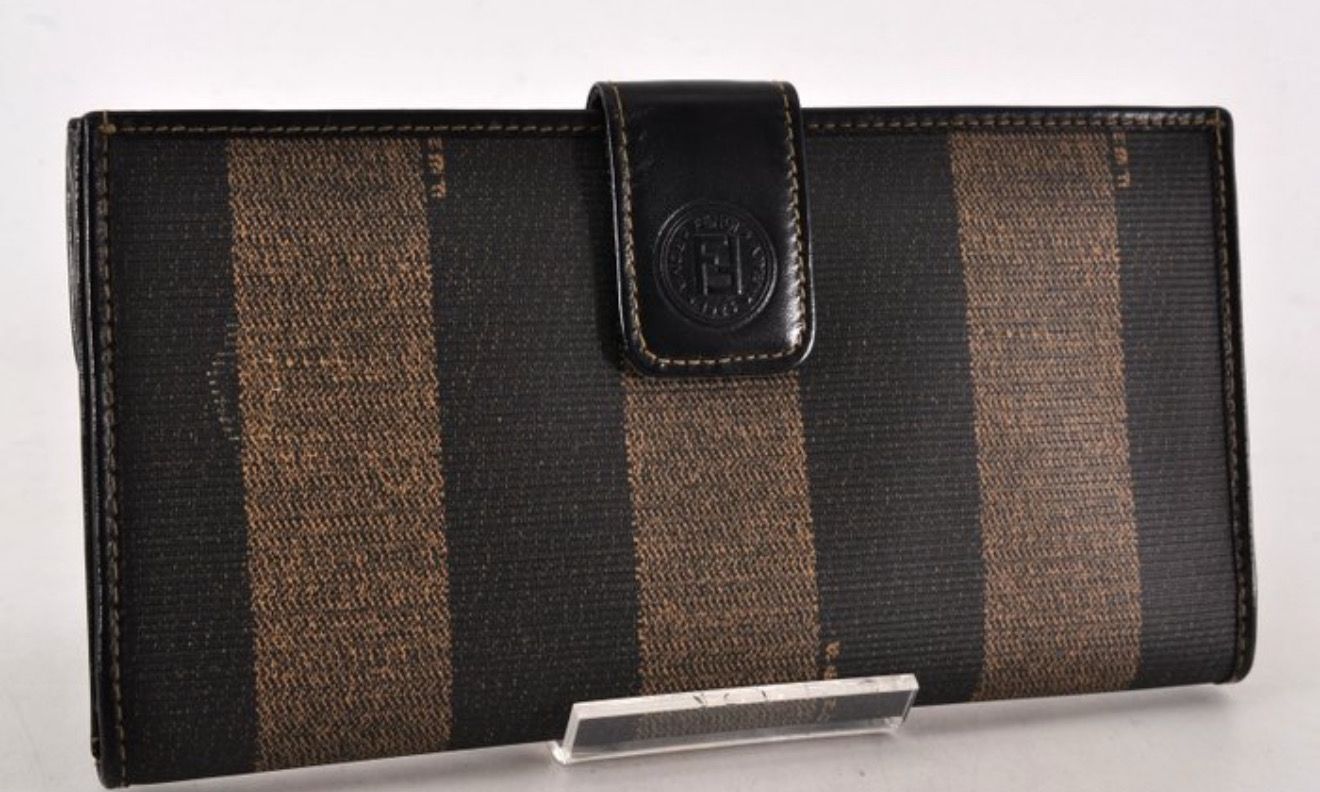 Fendi Brown Canvas and Leather long  Wallet
