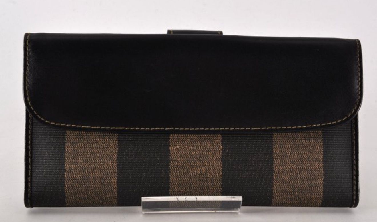 Fendi Brown Canvas and Leather long  Wallet