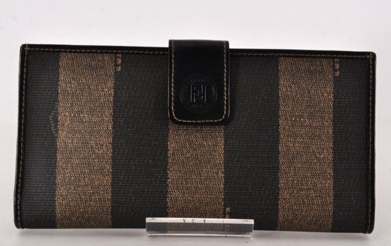 Fendi Brown Canvas and Leather long  Wallet