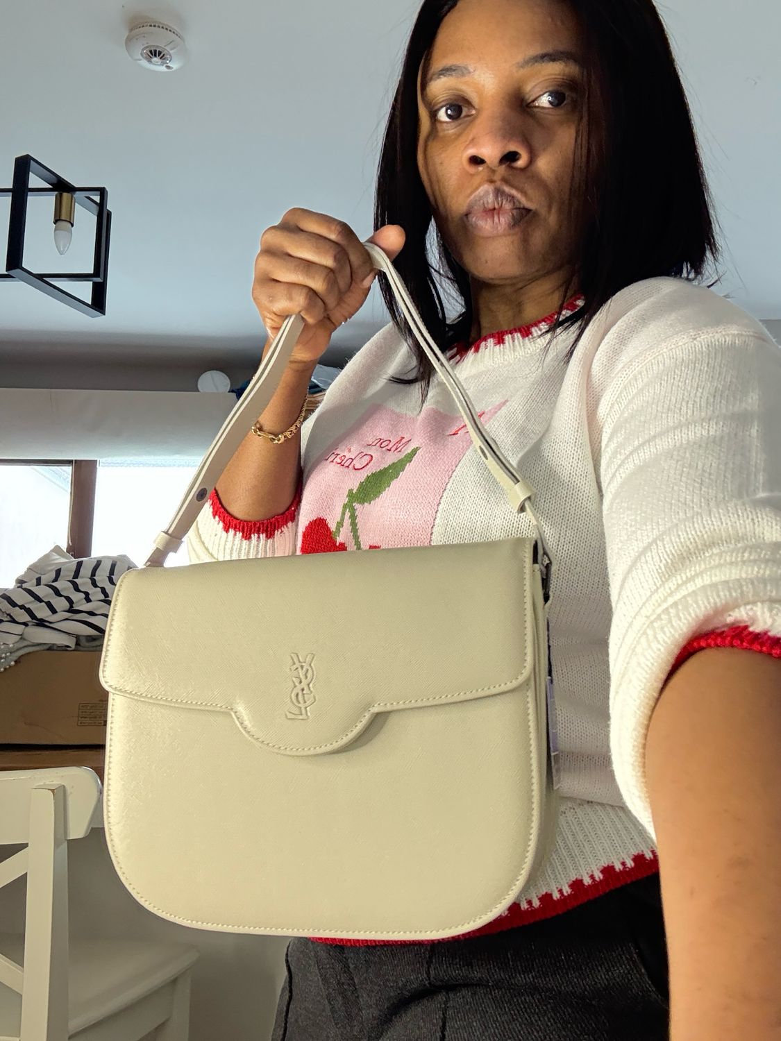 YSL Shoulder Bag with Box Off-White