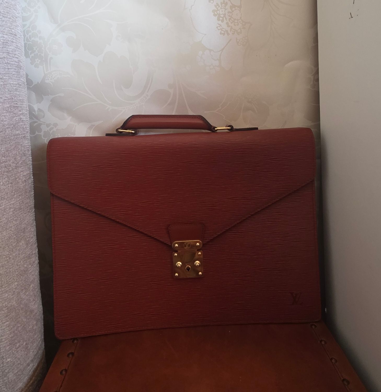 Louis Vuitton Cognac brown Epi Leather Serviette Conseiller  business