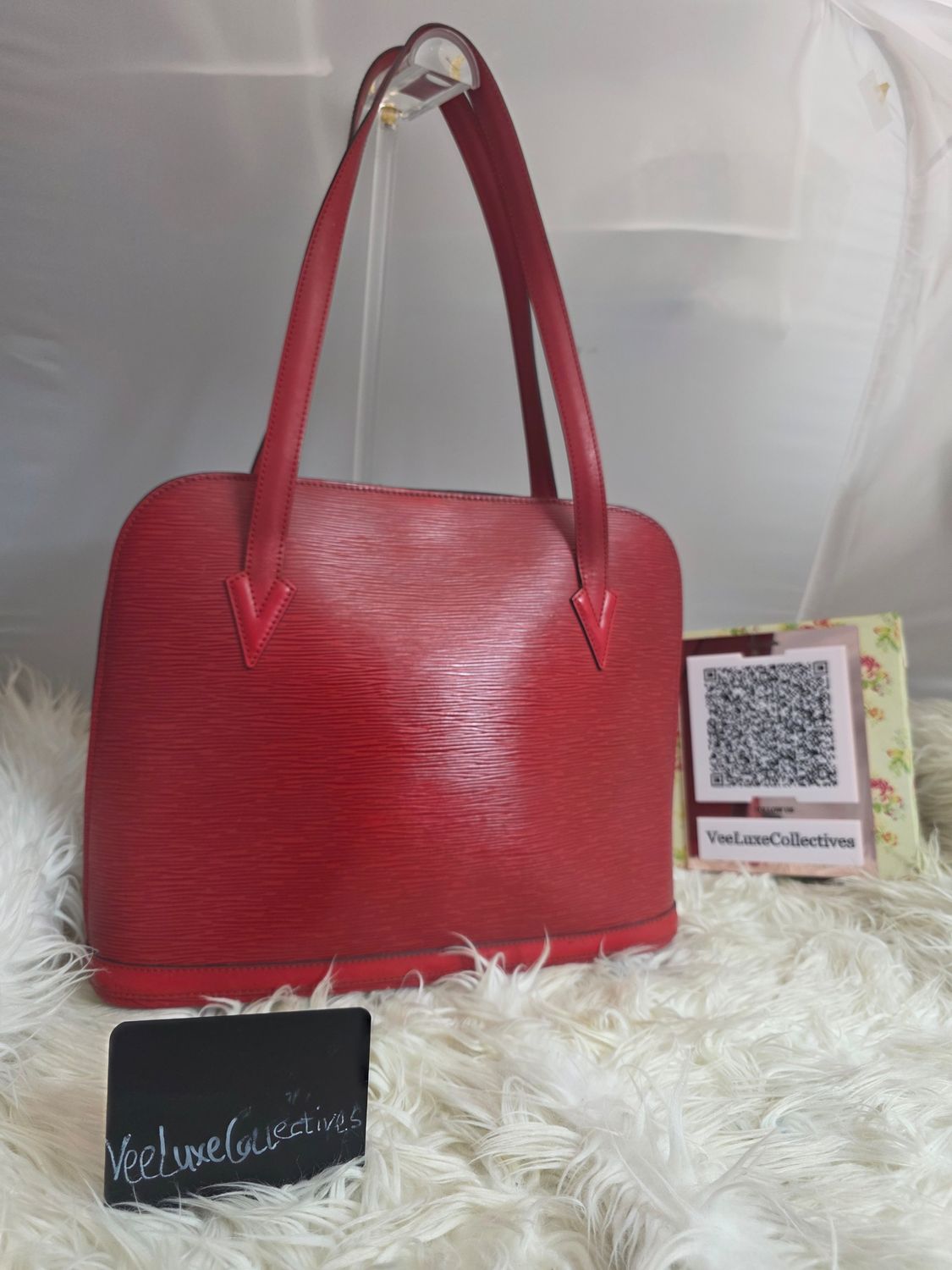 Louis Vuitton Lussac Epi Leather Shoulder Bag | Red