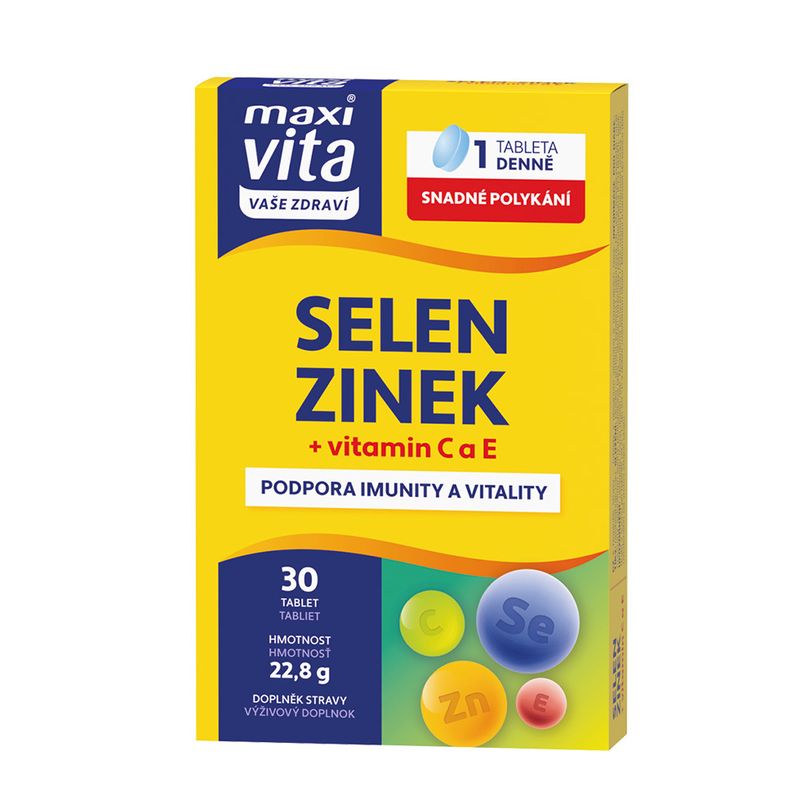 Maxi Vita Селен, Цинк + витамин С и Е – 30 таблети