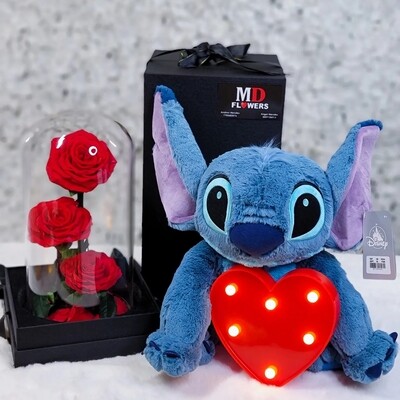 STITCH SET WITH 3 ROSES AND HEART LAMP