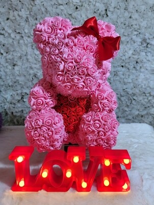 PINK TEDDY AND LAMP