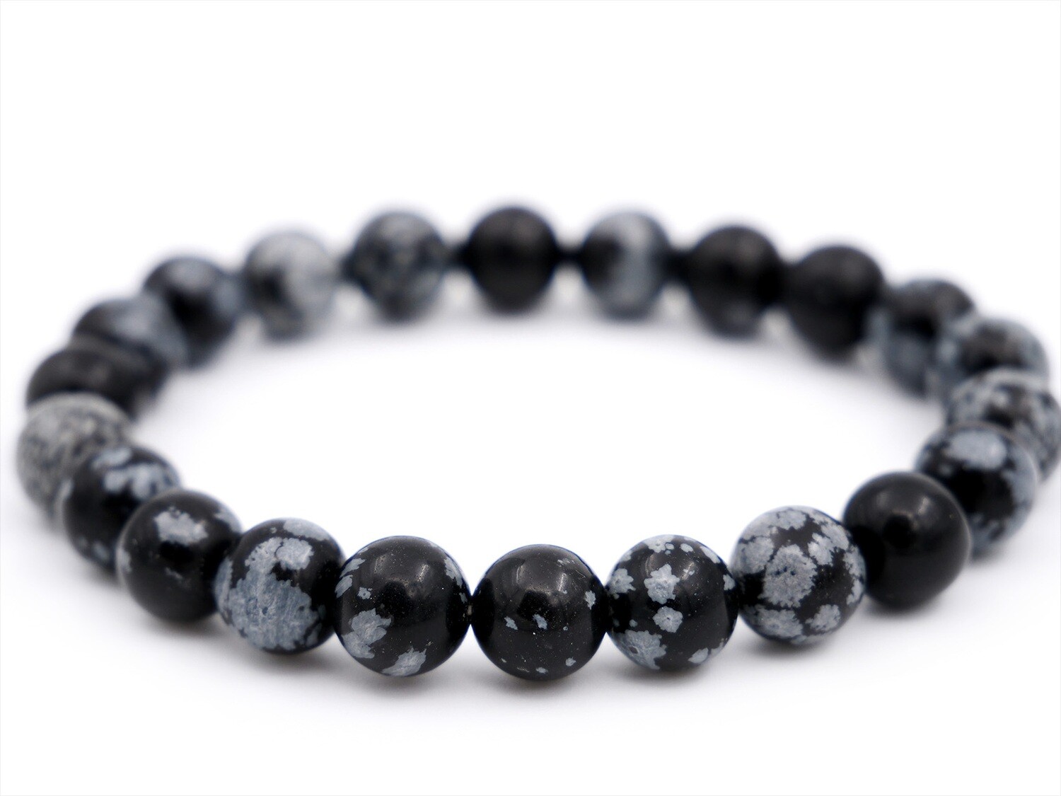 Bracelet en obsidienne flocon de neige - 8mm