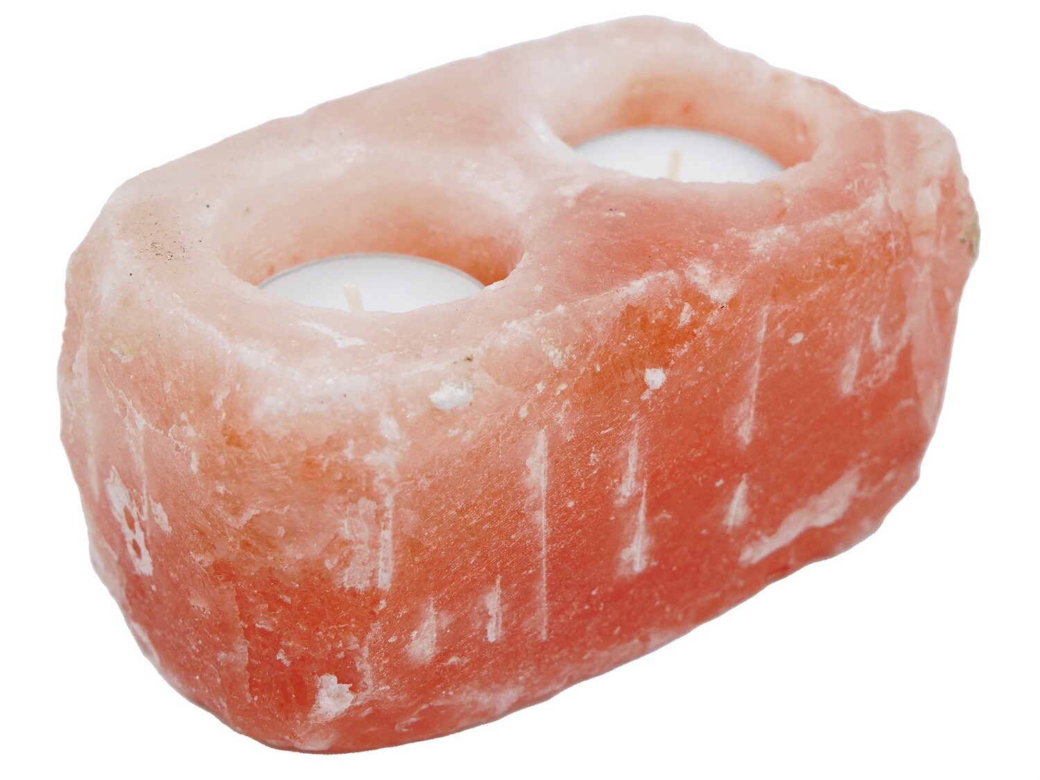 Himalayan salt candleholder - Double raw