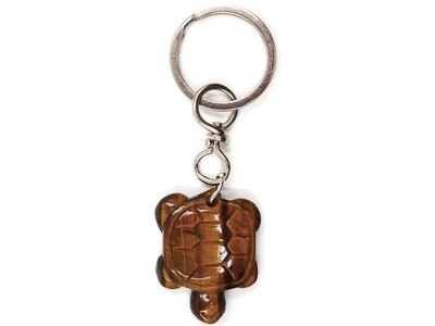 Tiger eye turtle key ring