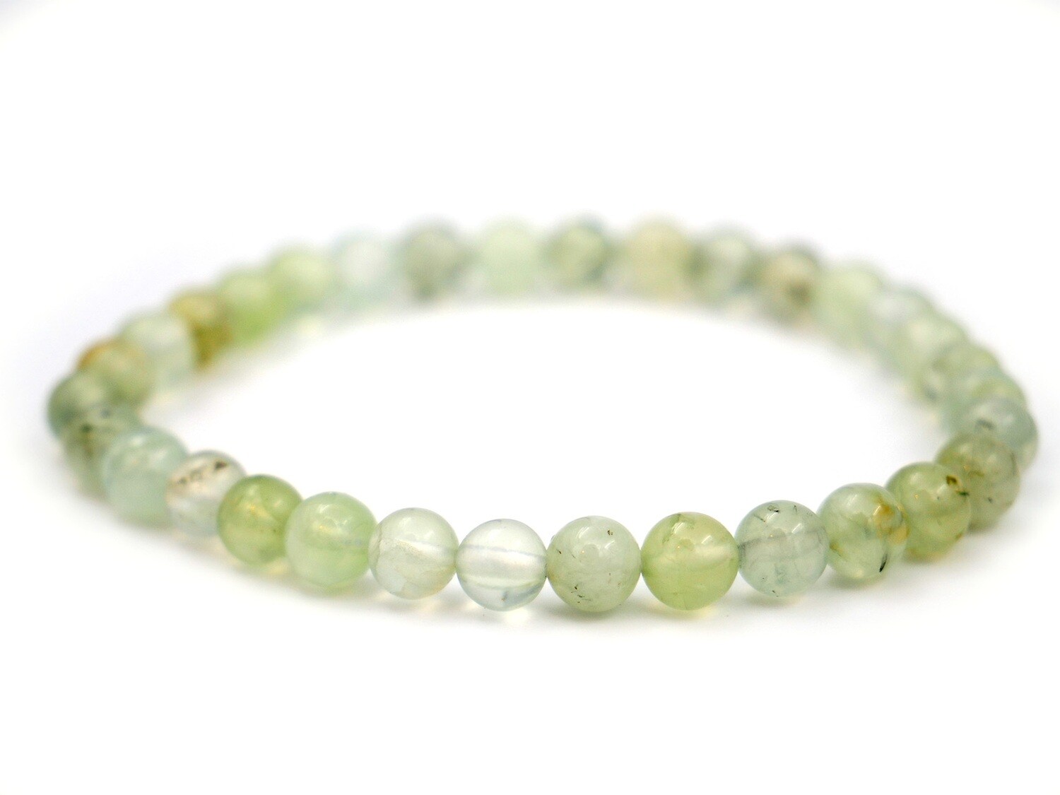 Bracelet en prehnite verte - 6mm