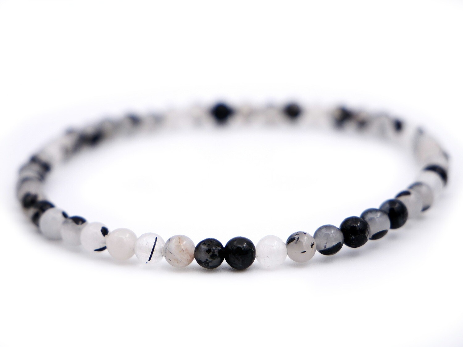 Tourmalinated Quartz Bracelet - 4mm faceted