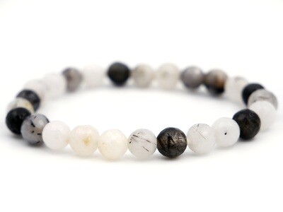 Tourmalinated Quartz Bracelet - 8mm faceted