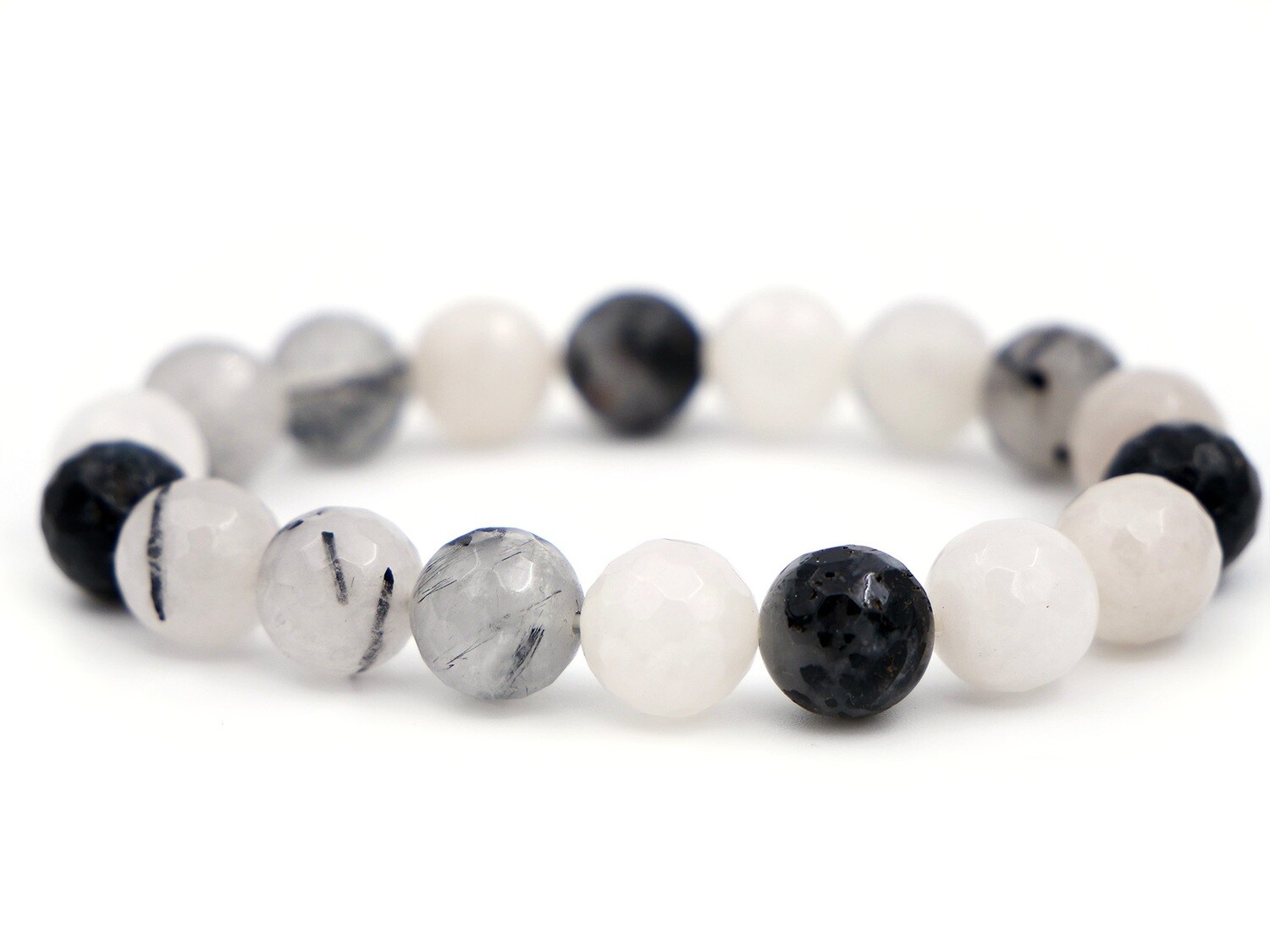 Tourmalinated Quartz Bracelet - 10mm faceted