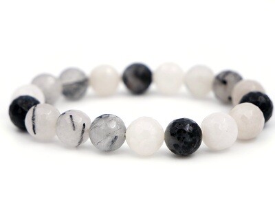 Tourmalinated Quartz Bracelet - 10mm faceted