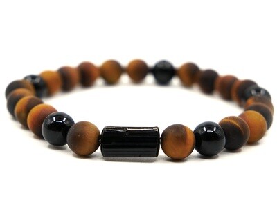 Tiger eye and Black Tourmaline Bracelet - 8mm
