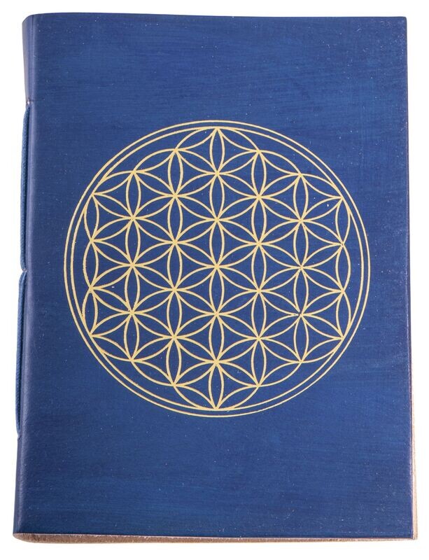 Schreibbuch Lebensblume blau/gold144 Seiten
