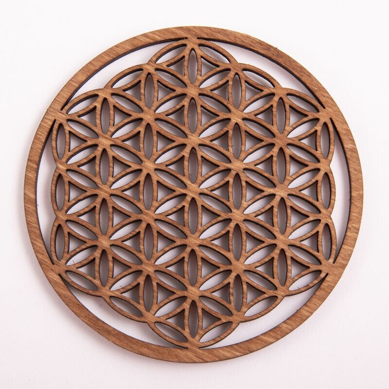 Flower of life 9 cm, dark brown wooden