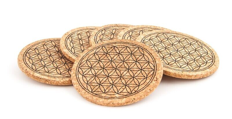 Set of 6 Flower of Life Cork Coasters