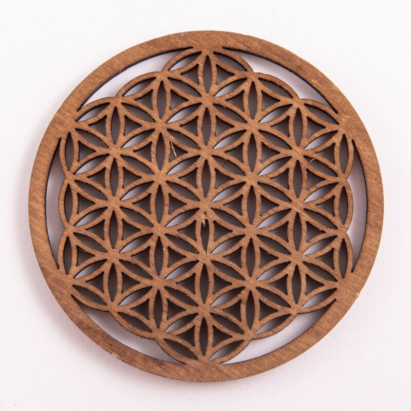 Flower of life 6 cm, dark brown wooden