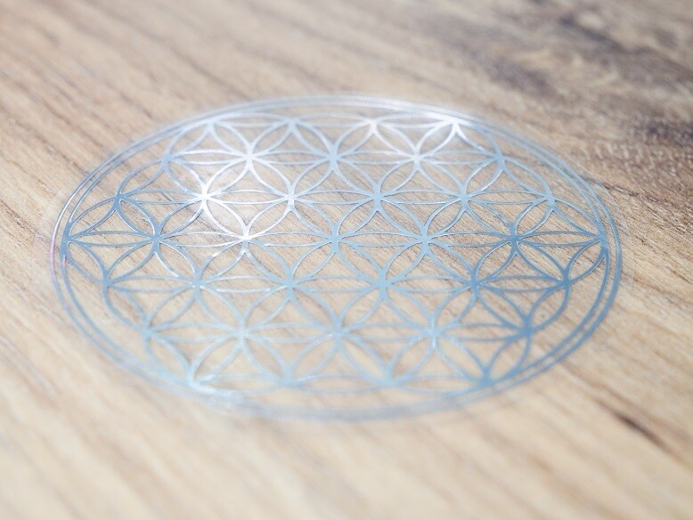 Silver Flower of Life Sticker -  6cm