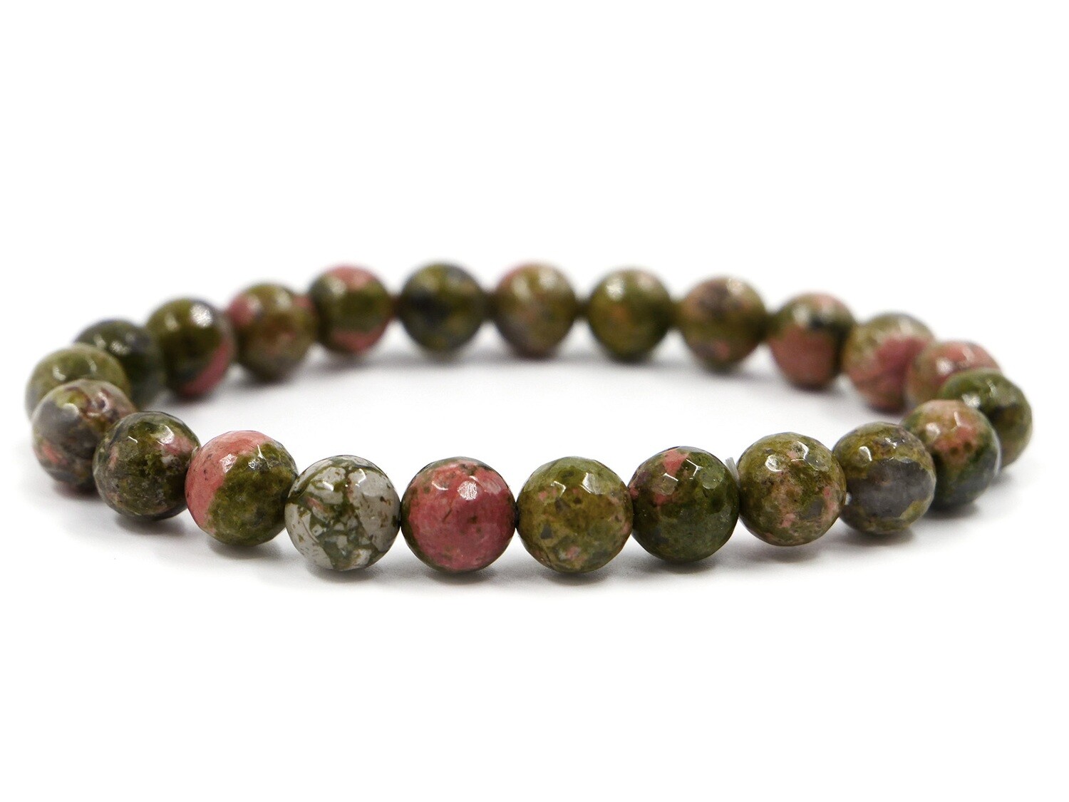 Unakite Epidote Bracelet - 8mm faceted