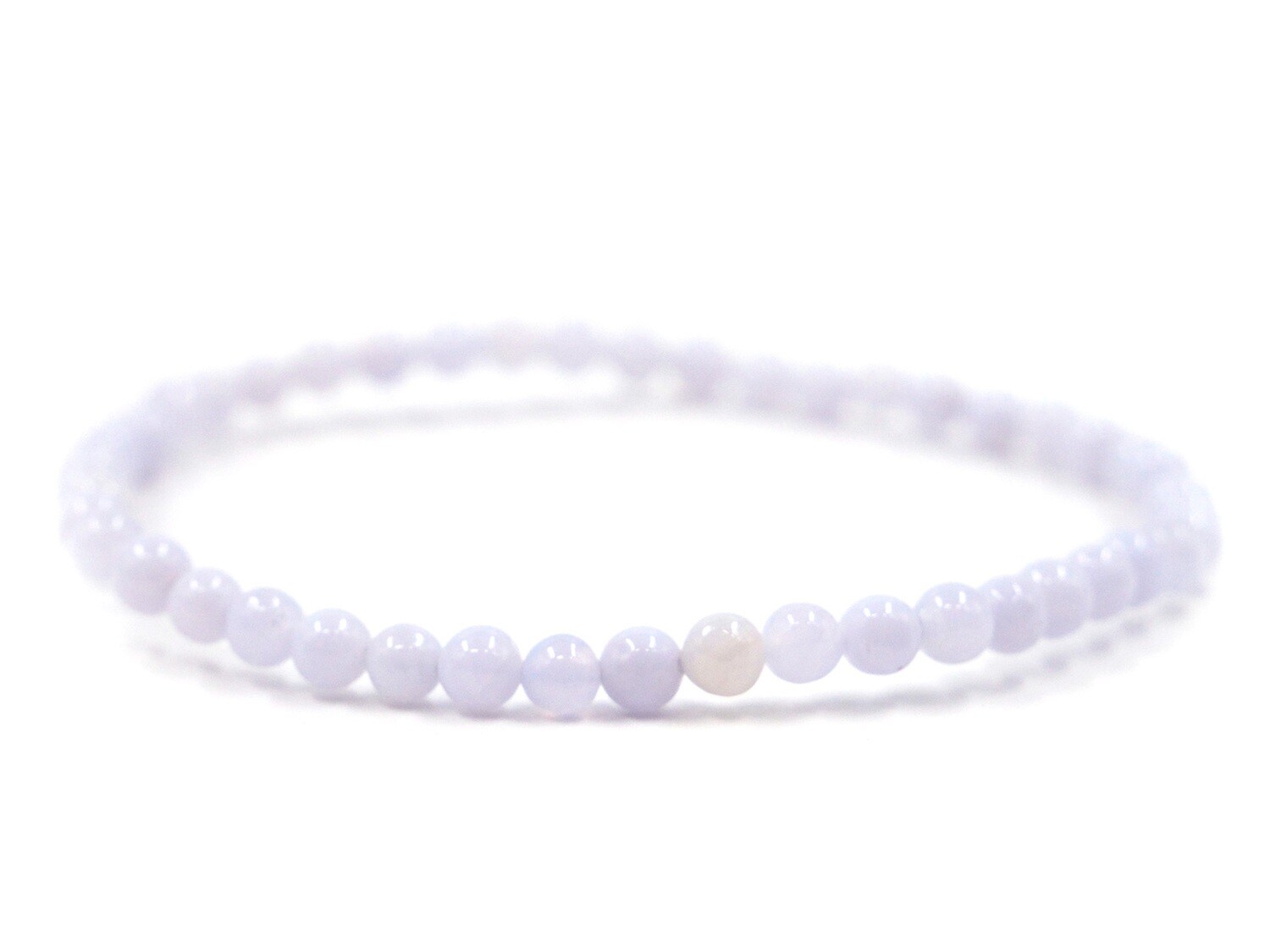 Bracelet en calcédoine bleue rubanée - 4mm