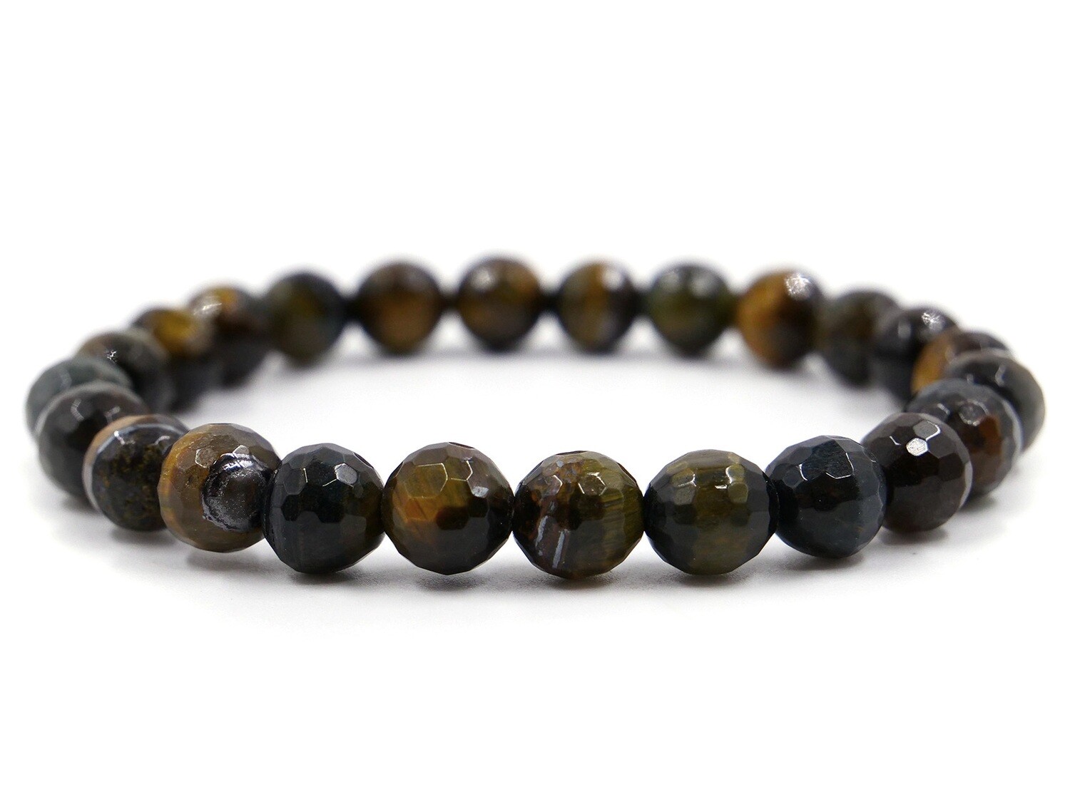 Hawk&#39;s Eye and Tiger&#39;s Eye Bracelet - 8mm faceted