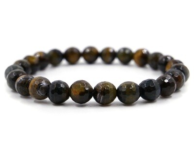 Hawk&#39;s Eye and Tiger&#39;s Eye Bracelet - 8mm faceted