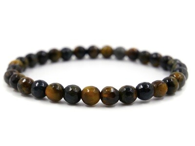 Hawk&#39;s Eye and Tiger&#39;s Eye Bracelet - 6mm faceted