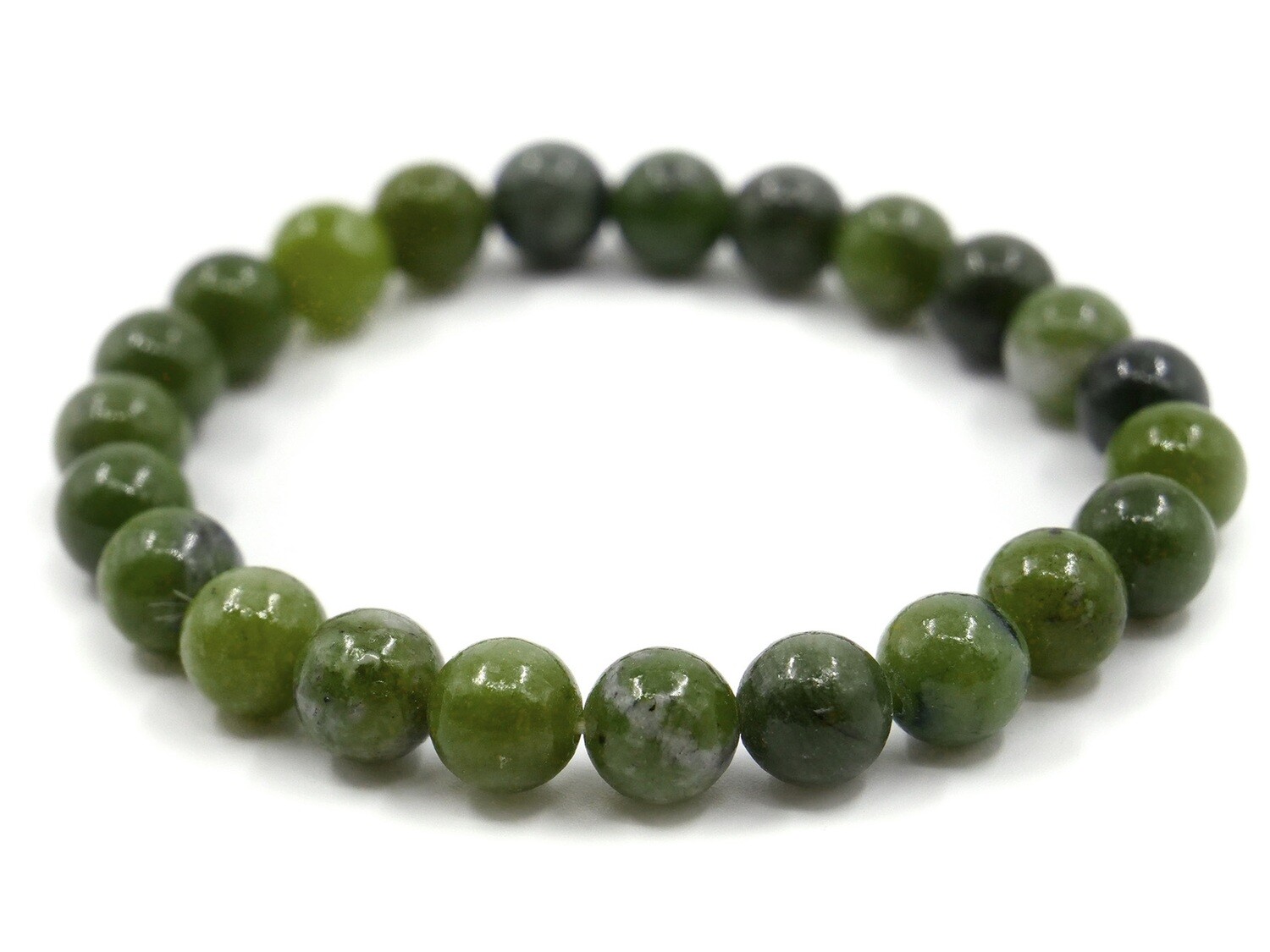 Bracelet en serpentine &quot;jade du canada&quot; - 8mm