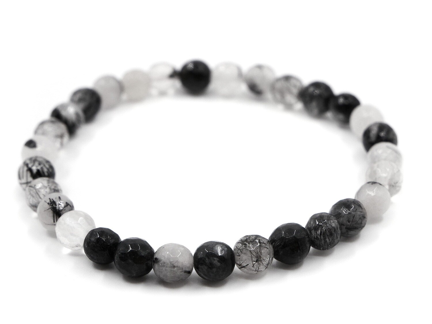 Tourmalinated Quartz Bracelet - 6mm faceted