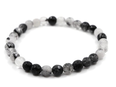 Tourmalinated Quartz Bracelet - 6mm faceted