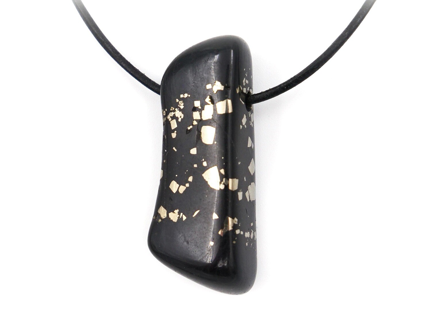 Swiss slate with pyrite  - Drilled stone pendant