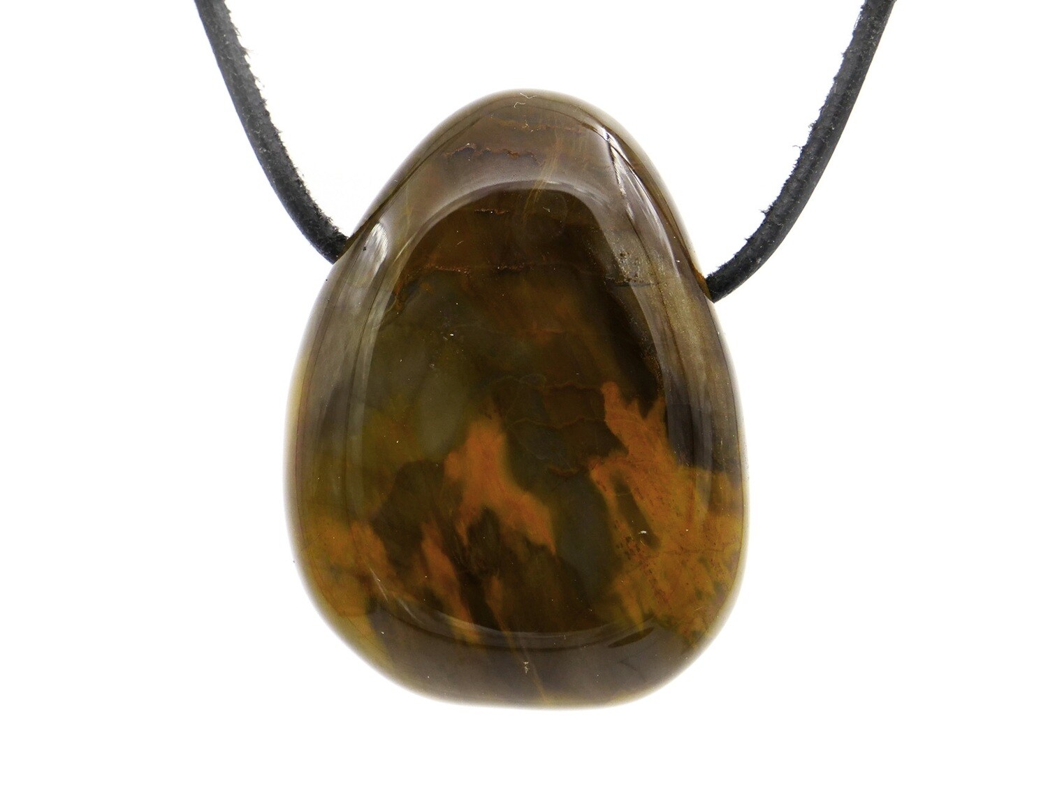 Petrified wood (fossil) - Drilled stone pendant
