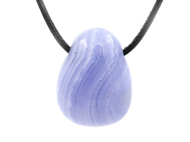 Banded Blue Chalcedony - Drilled stone pendant