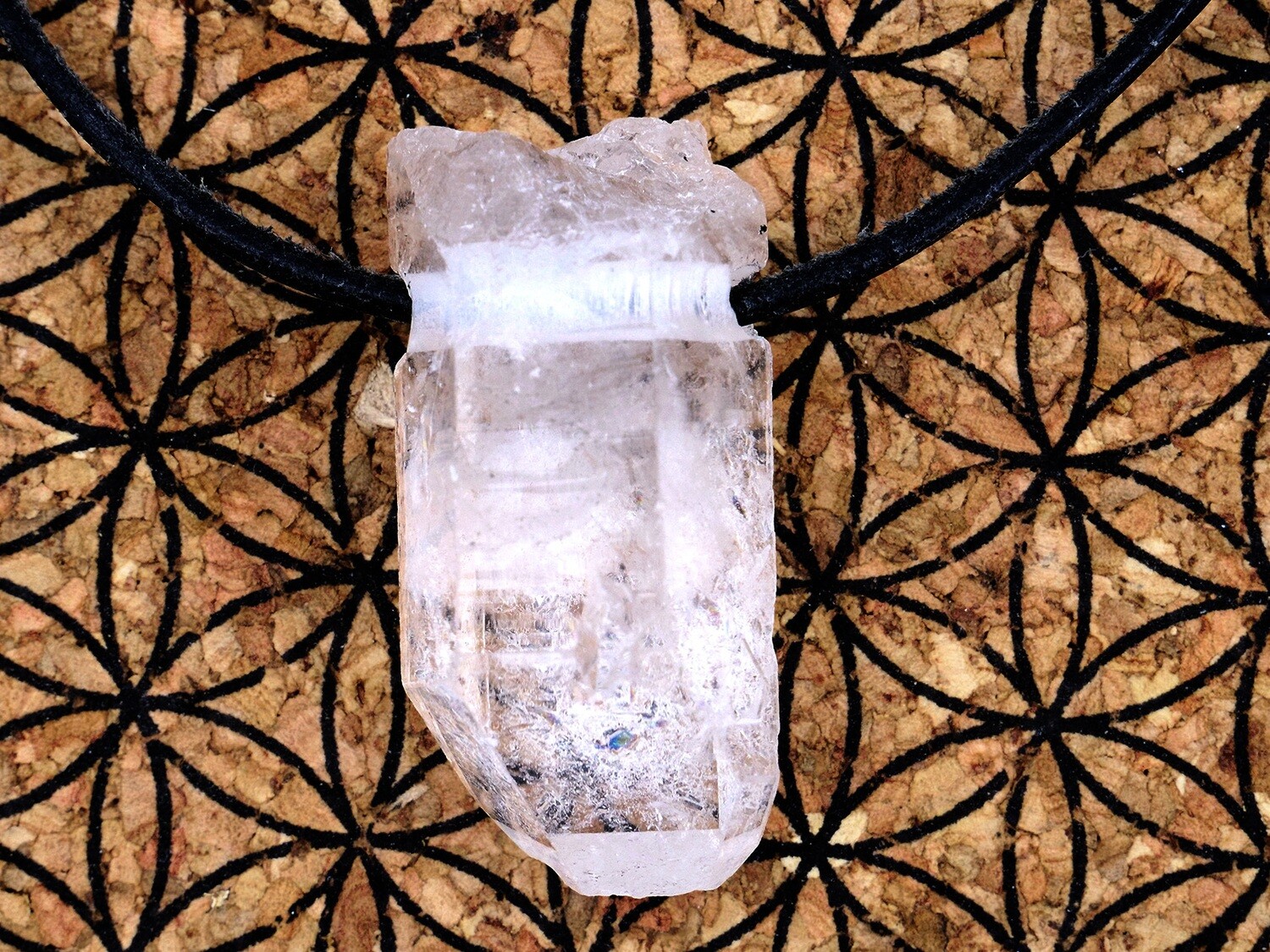 Rock crystal point (quartz) - Drilled stone pendant