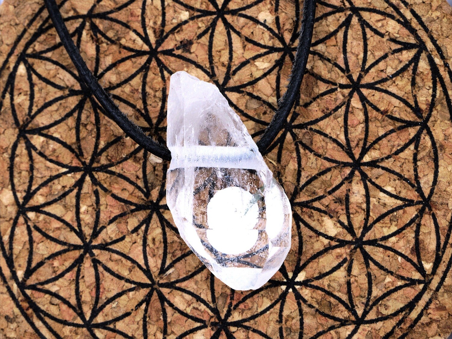 Rock crystal point (quartz) - Drilled stone pendant