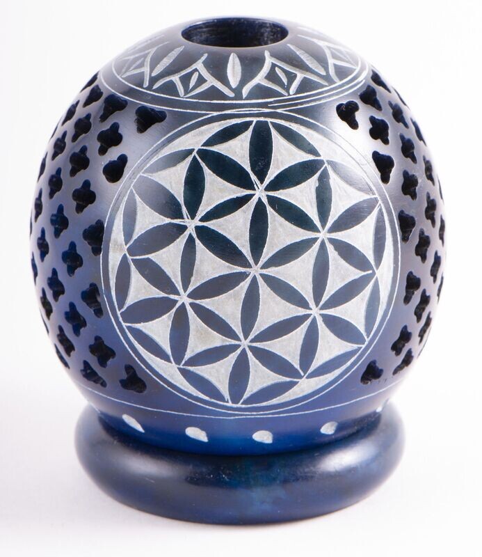 Flower of Life Tealight Holder - Dark blue