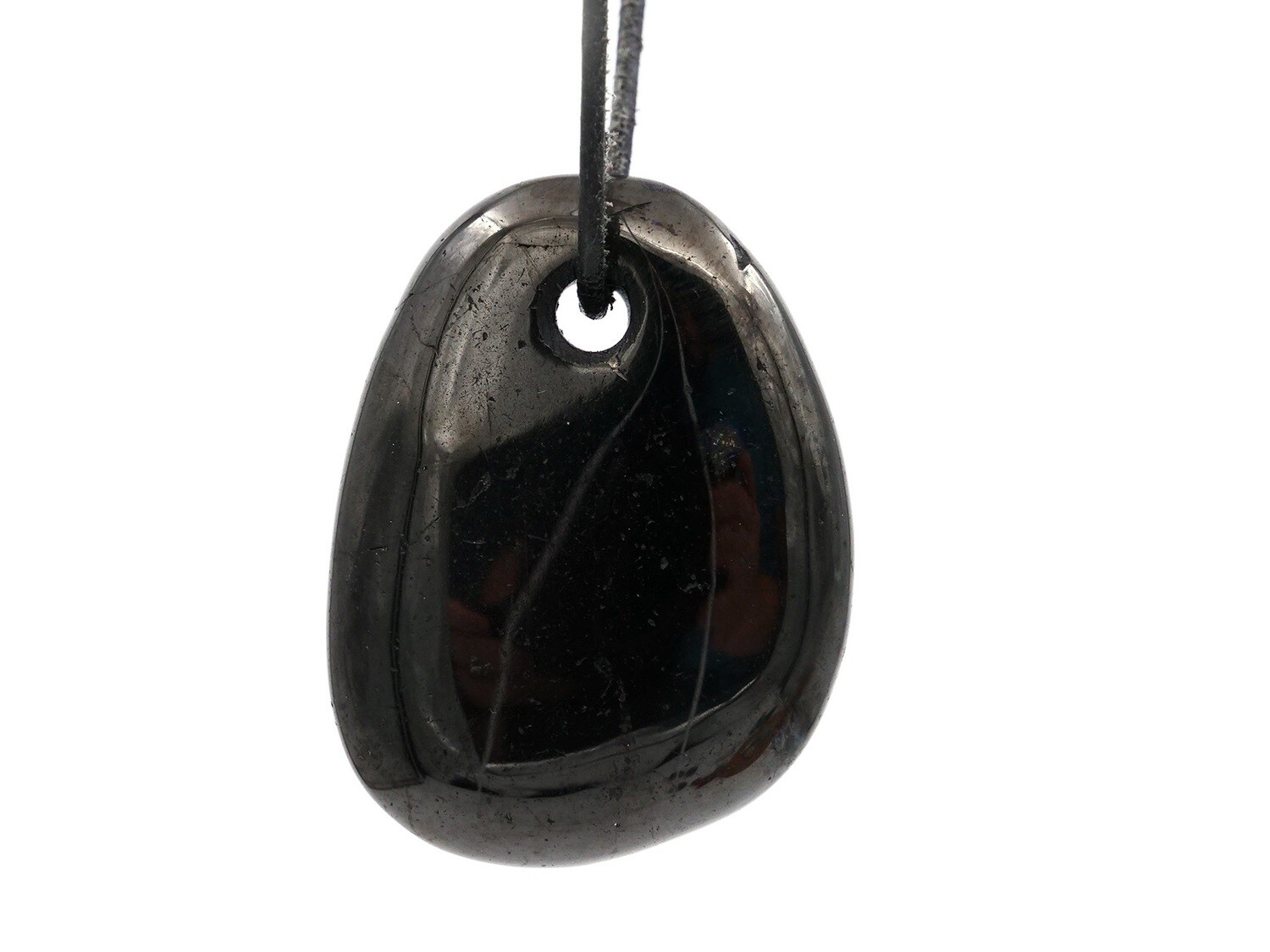 Jet - Drilled stone pendant