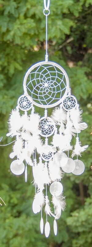 White Dream Catcher with capiz shell