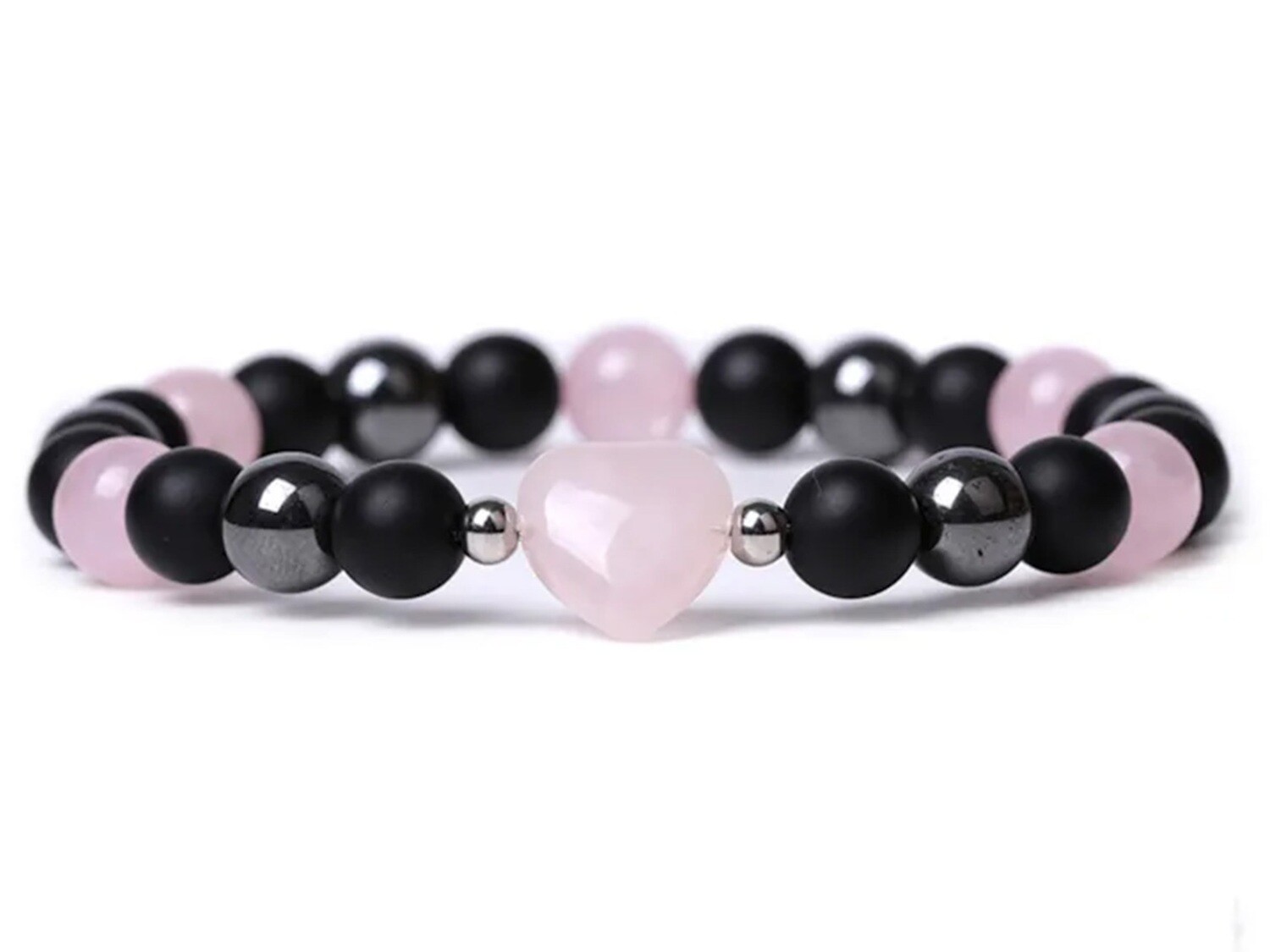 Pink Quartz Heart Bracelet - 8mm