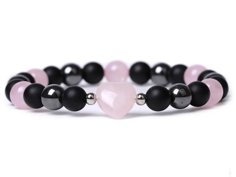 Armband Rosenquartz Herz - 8mm