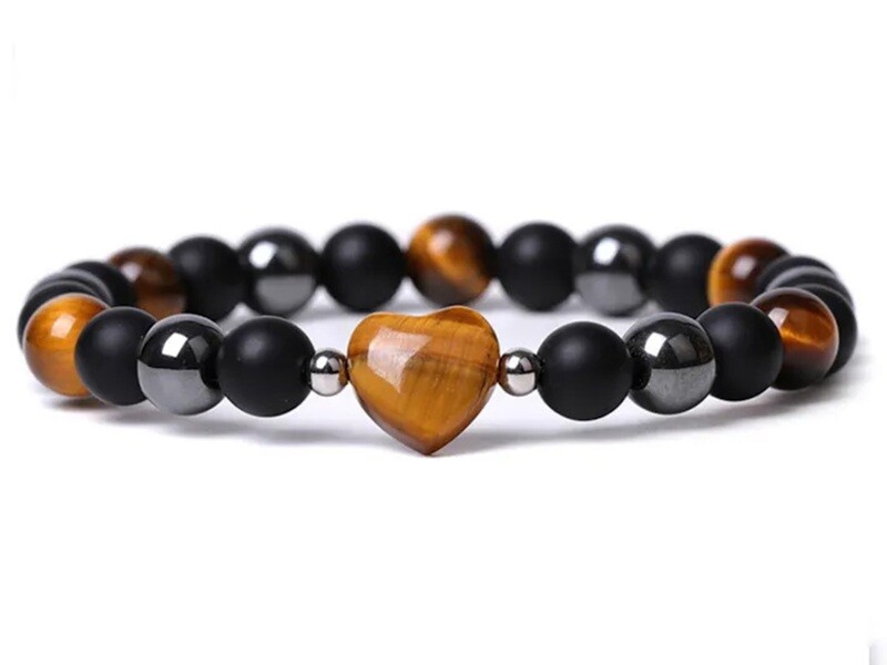 Armband Tigerauge Herz - 8mm