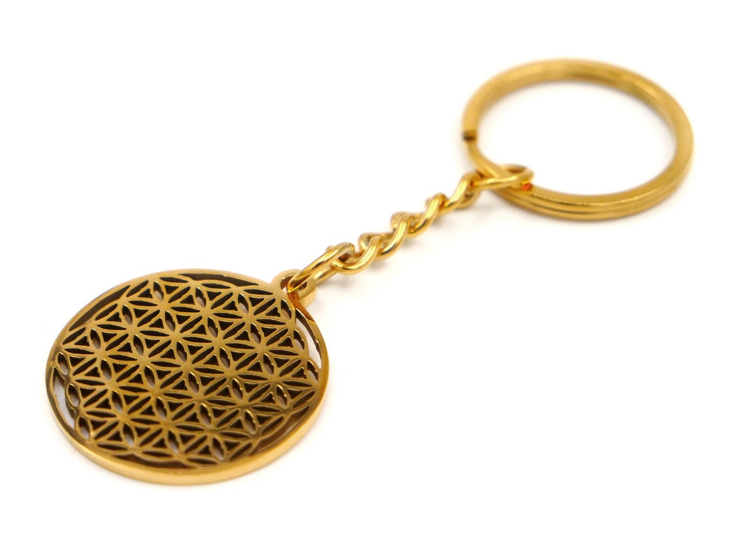 Golden Fine Steel Life Flower Keychain