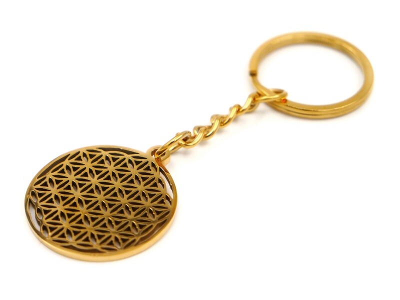 Golden Fine Steel Life Flower Keychain