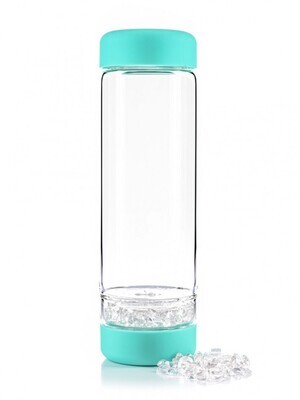 Blaue VitaJuwel Inu! Glasflasche mit Feinsteinfach - 500 ml