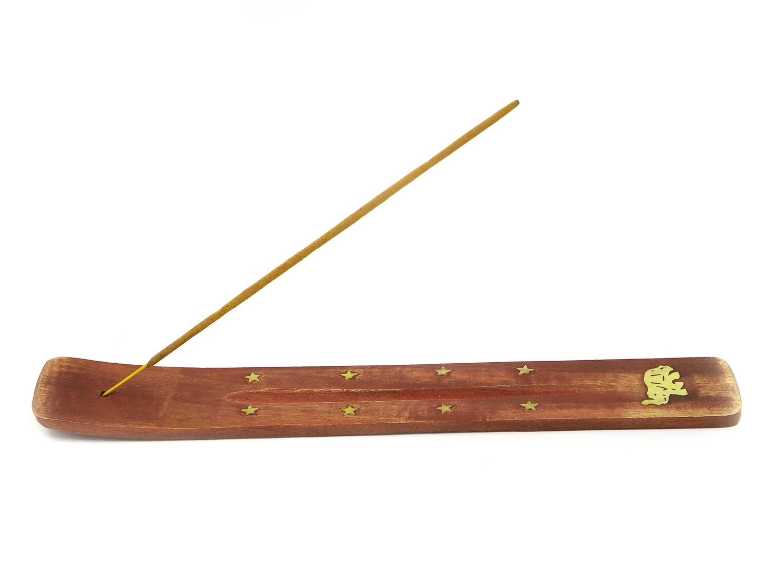 Mango wood and brass incense-holder - Elephant