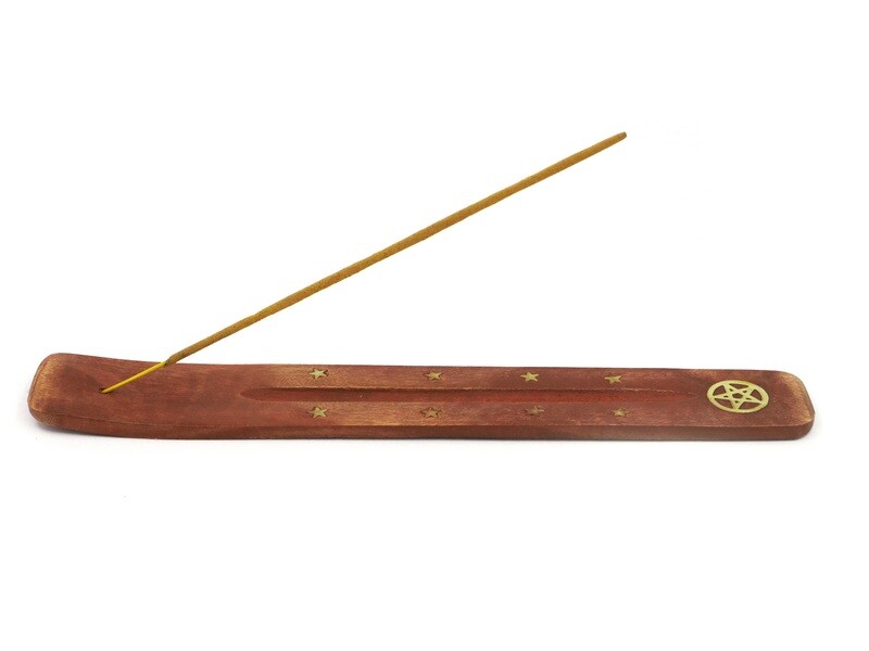 Mango wood and brass incense-holder - Star