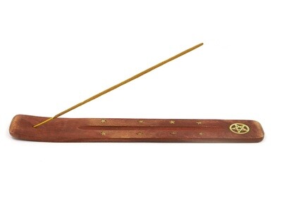 Mango wood and brass incense-holder - Star