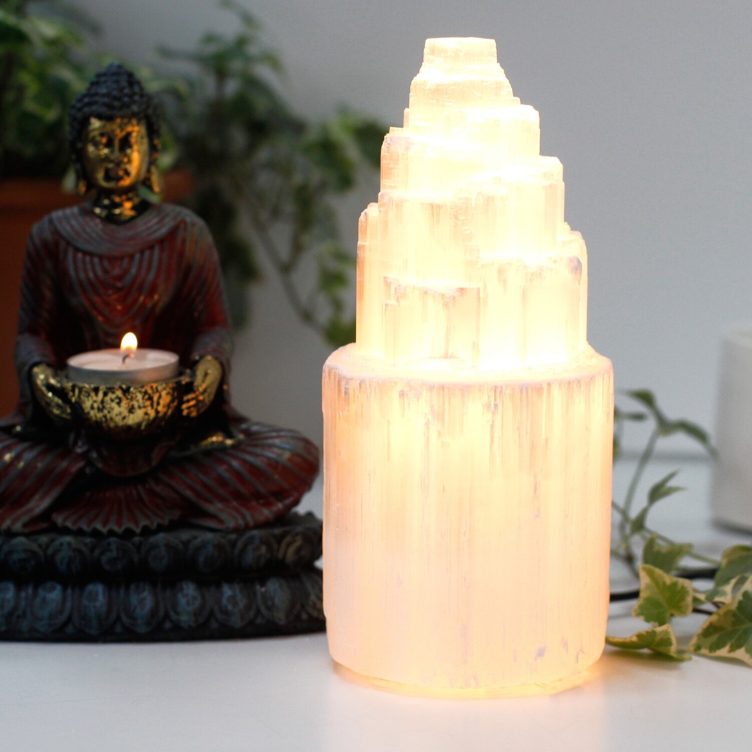 Selenite tower lamp - 20 cm