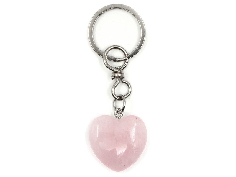 Rose quartz heart key ring